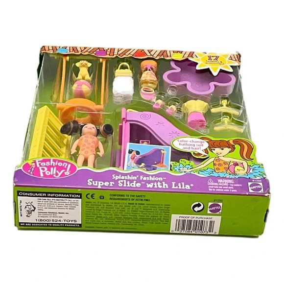 Vintage Polly  Pocket Splashin Fashion Super Slide with Lila 2002 New in Pak - Picture 3 of 4